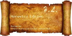 Horovicz Lőrinc névjegykártya